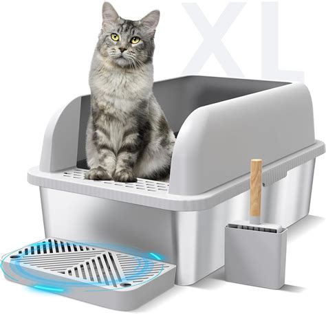 enclosed stainless steel litter box|suzzipaws stainless steel litter box.